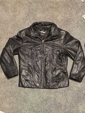 Maxima Black Leather Zip-Front Jacket